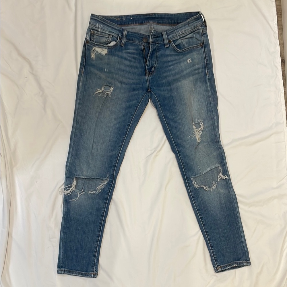 Distressed Blue Jeans